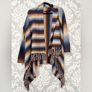 Fashion‎ Concepts Tassel Fringe Hem Aztec Stripe Cardigan